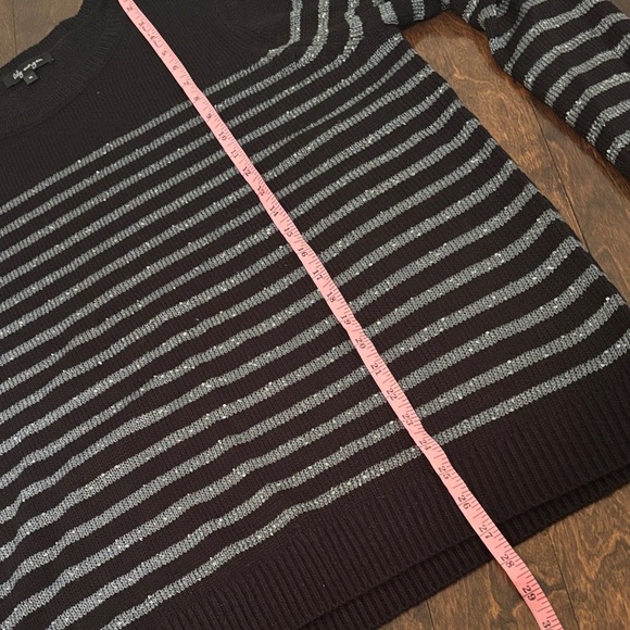 Lily Morgan Black and Gray Striped sequins Women's Sweater size 1X - Picture 9 of 9